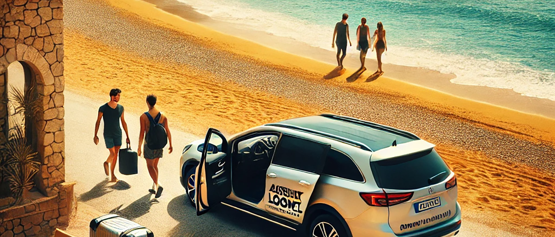 luxurious transfer with Corfu Loont Travel arriving at Agios Gordios North Beach